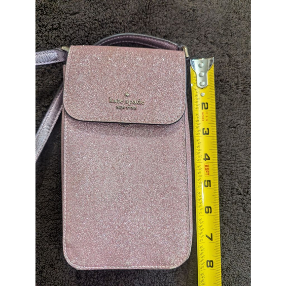 Kate Spade Lola North South Flap Phone Crossbody Bag Pink Glitter - Picture 4 of 16